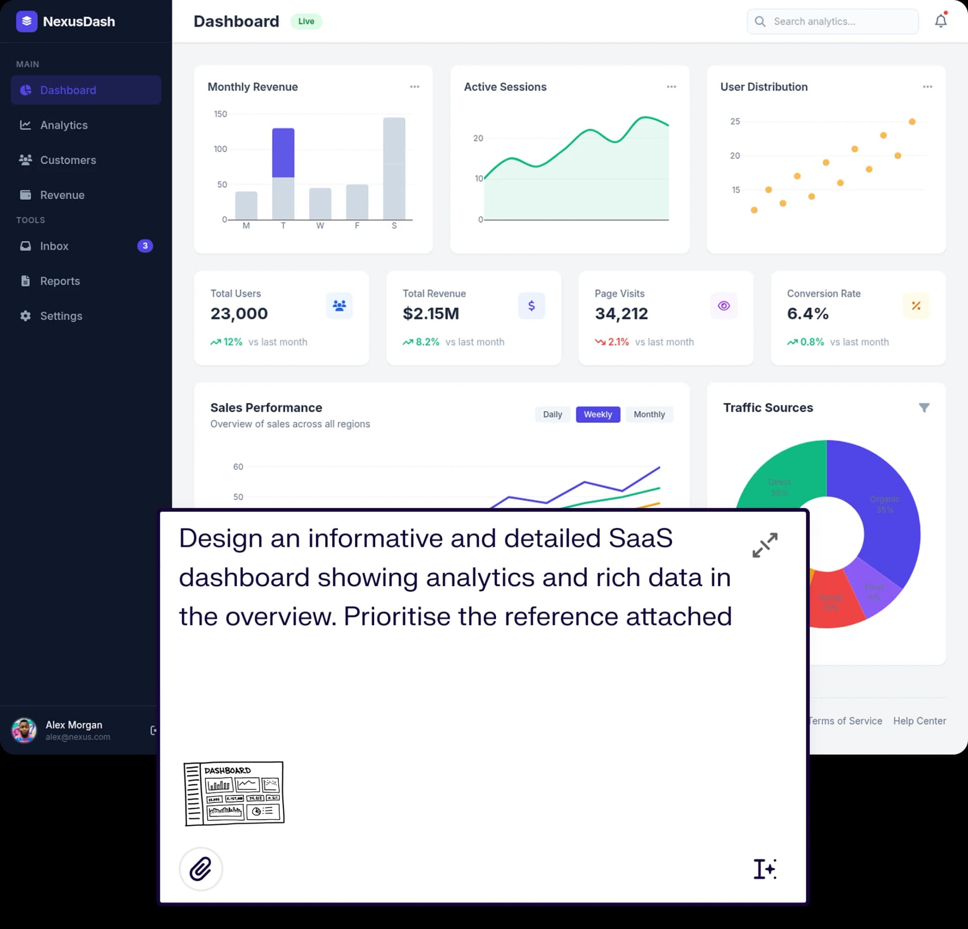 Reference-based generation from sketches, screenshots, and live pages