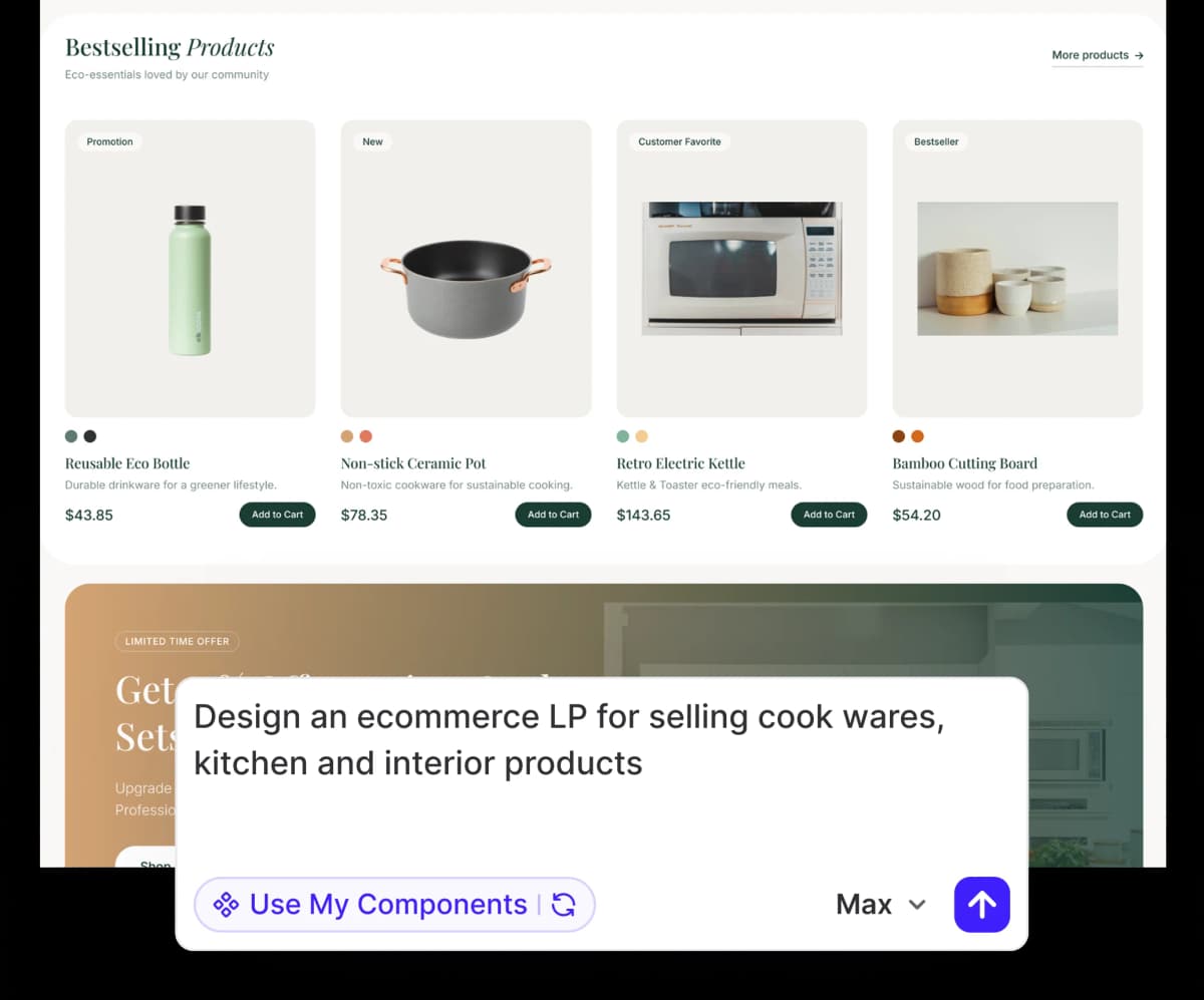 AI generated designs that match the prompt