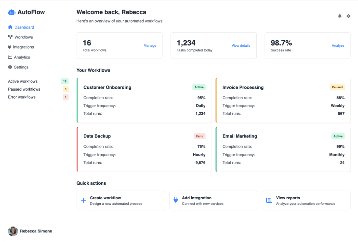 UX Pilot dashboard version 1