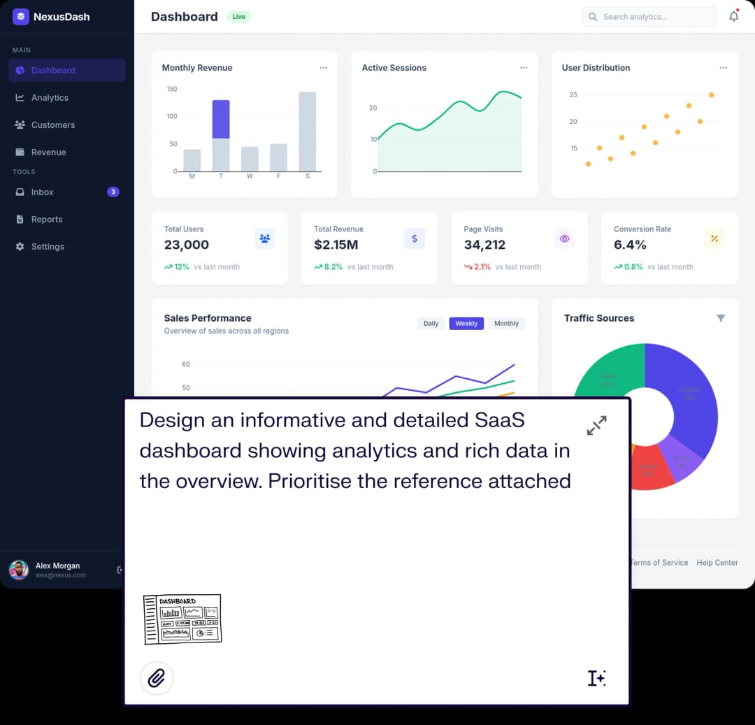 Reference-based generation from sketches, screenshots, and live pages