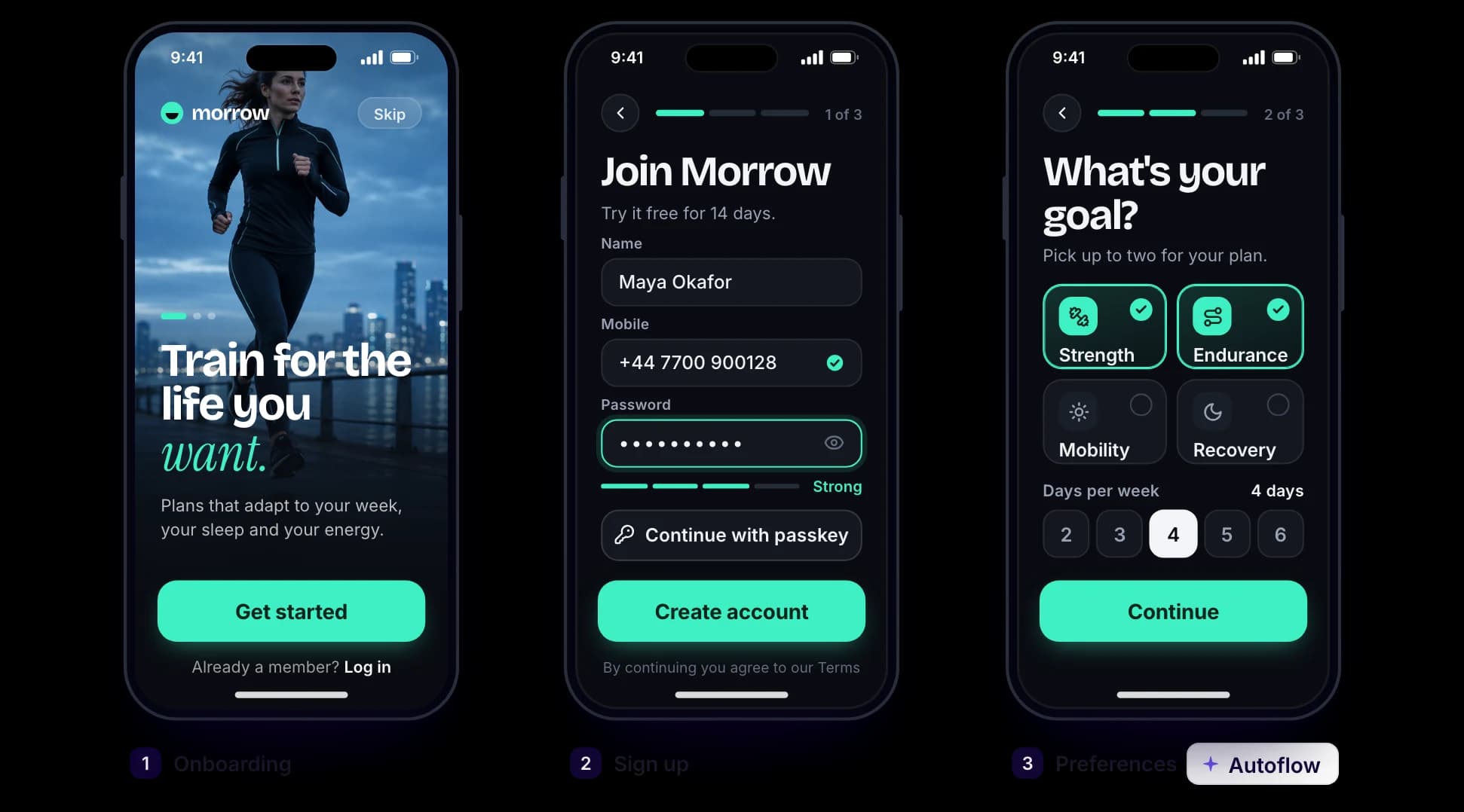 Connected multi-screen product flow generated in UX Pilot