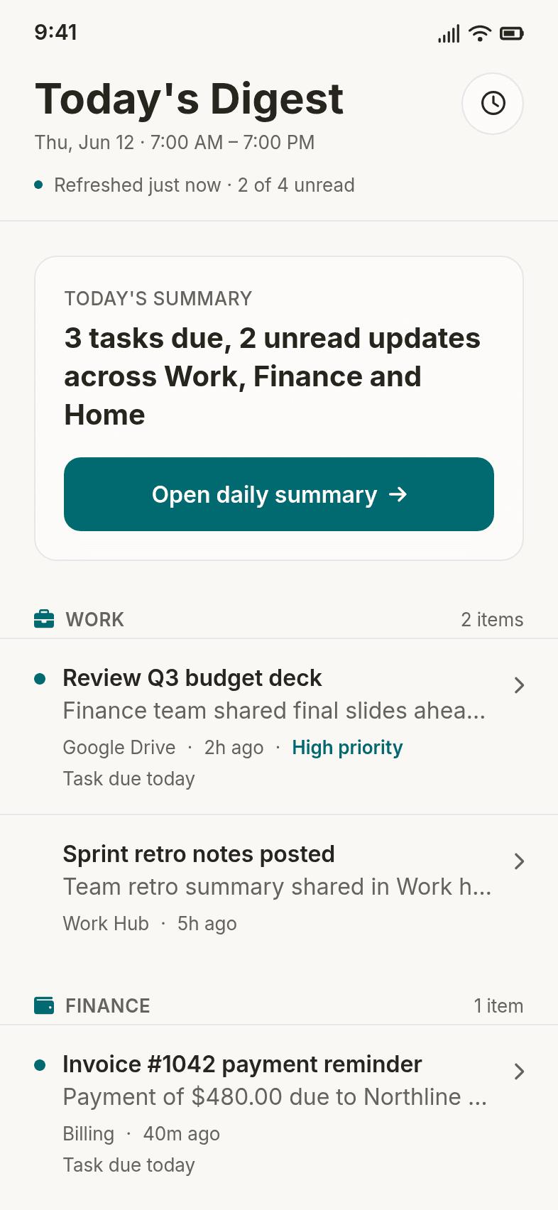 Daily Summary Push Notifications Template