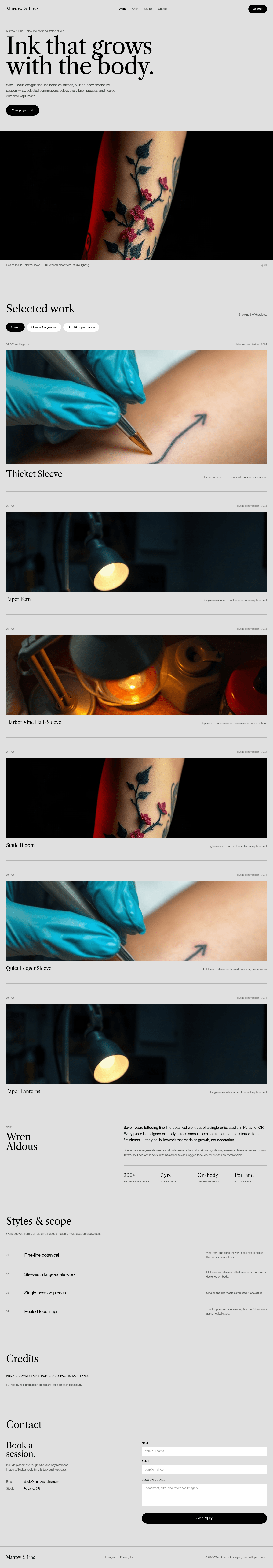 Tattoo Artist Portfolio Website