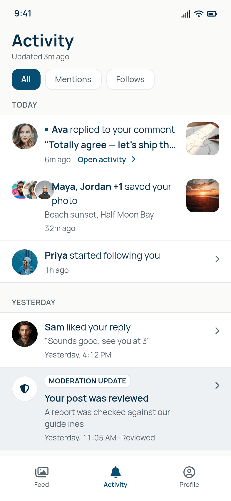 Social App Notification Feed Template
