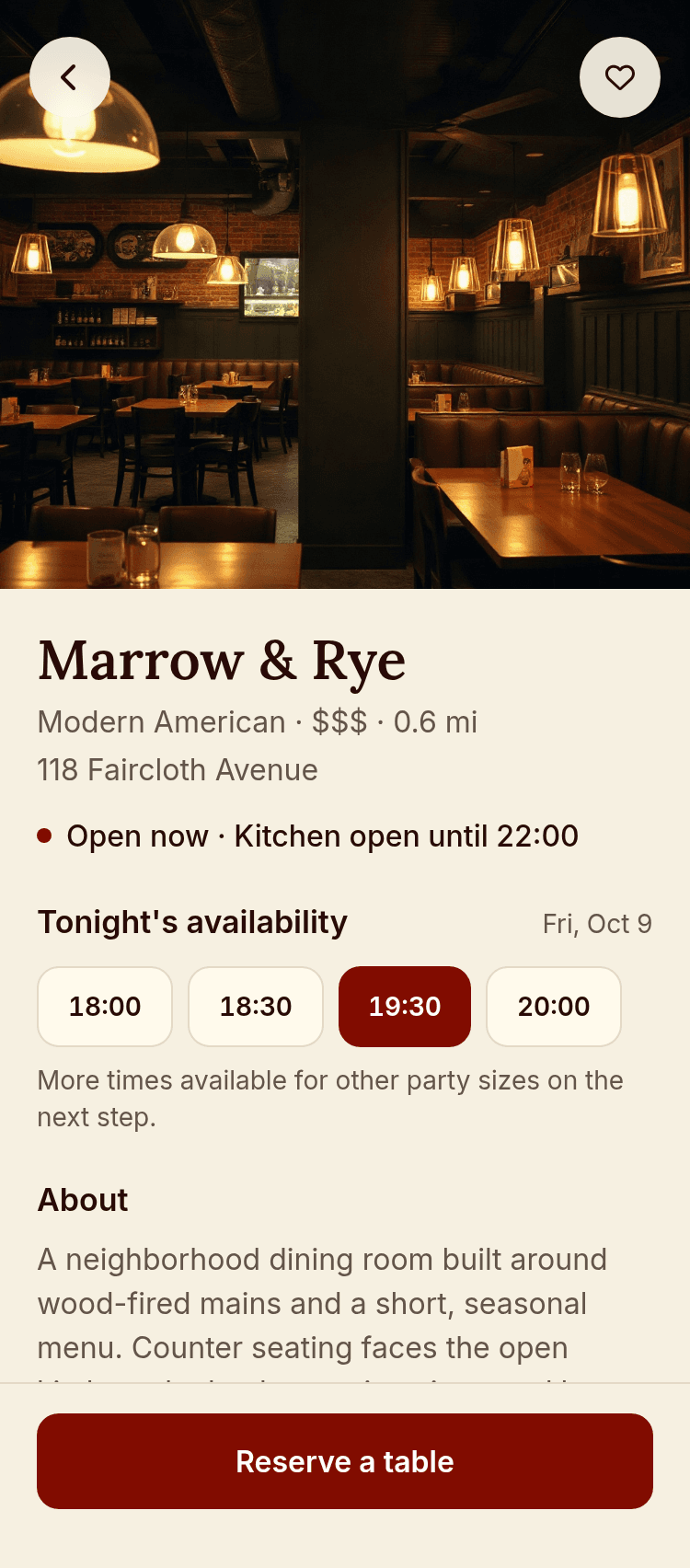 Table Booking App Template