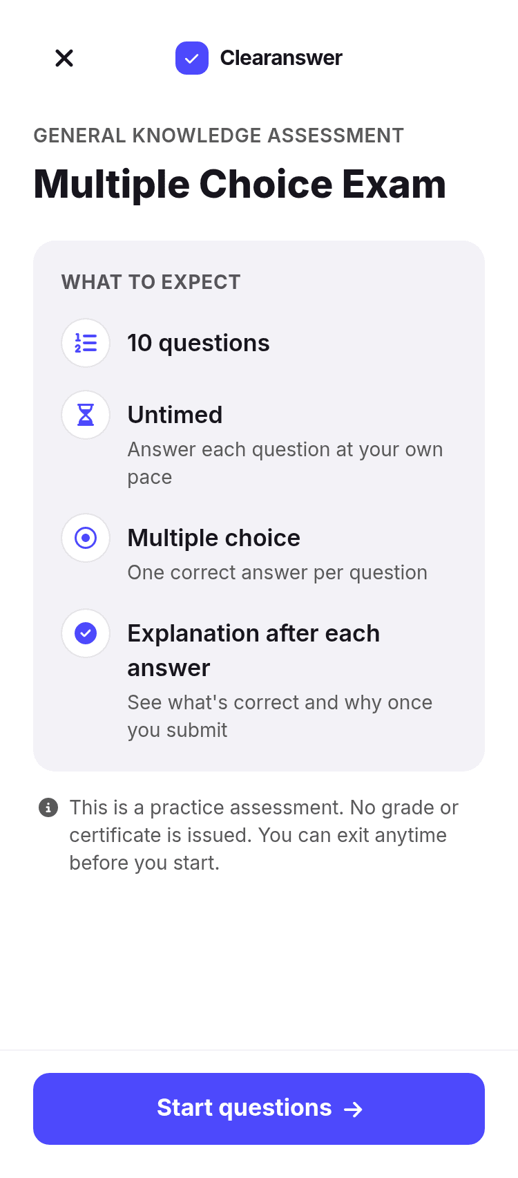 Multiple Choice Exam Template