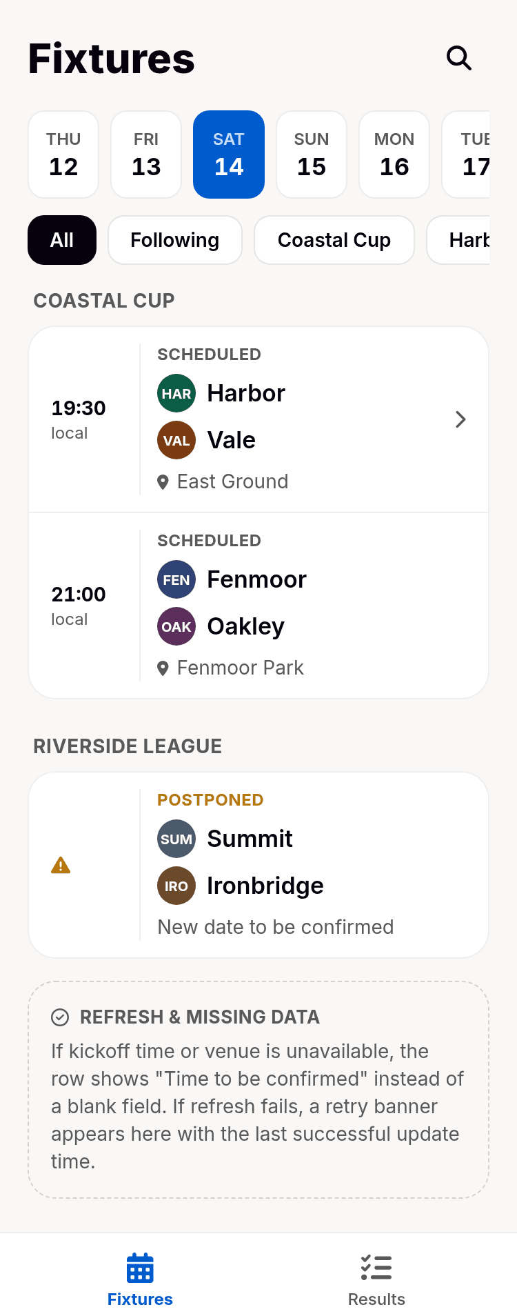Match Schedule UI Template