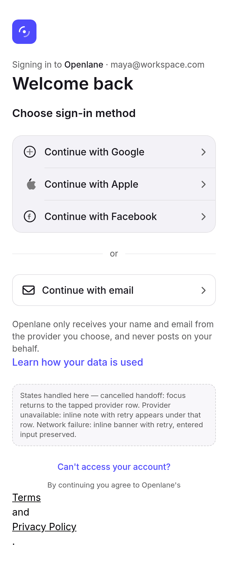 Social Login Options (google, Apple, Facebook) Template
