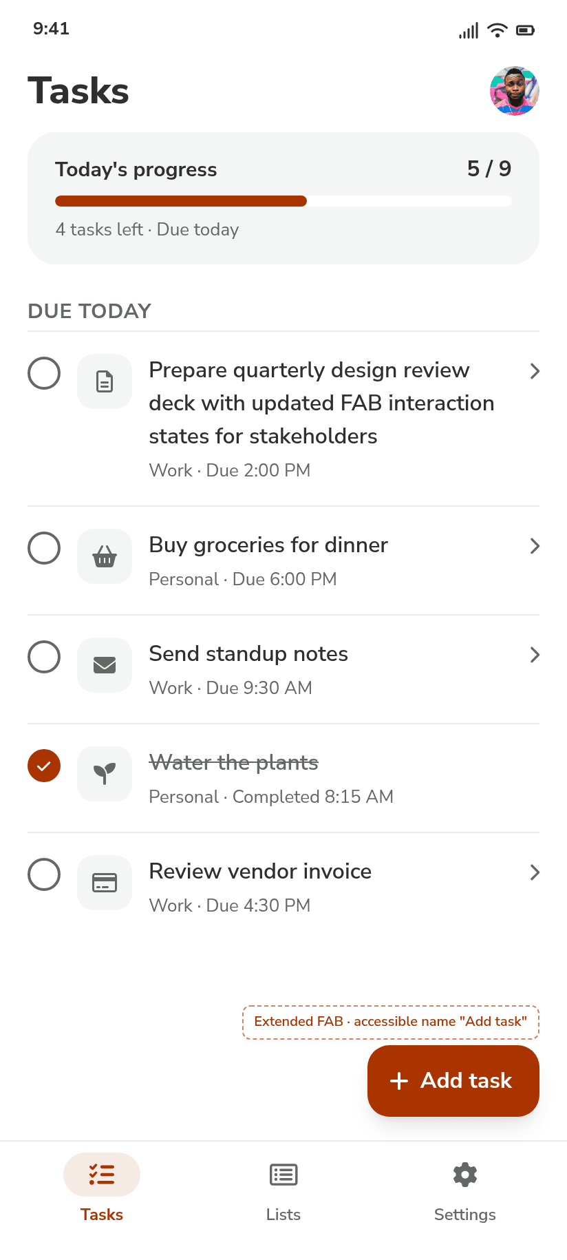 Floating Action Button UI Template