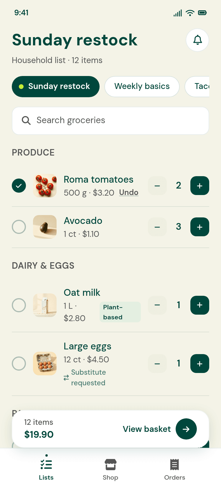 Grocery Shopping App Template