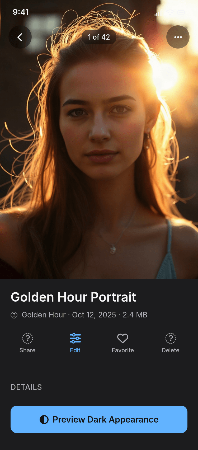 iPhone Dark Mode UI Template