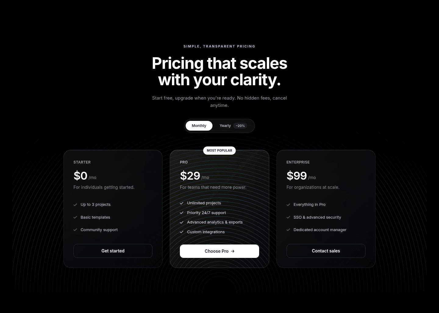 Clarity - Pricing