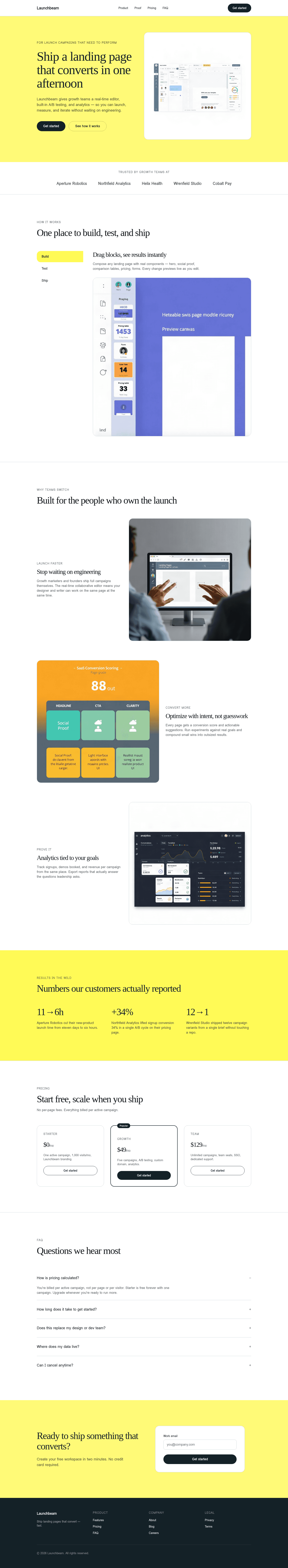 Free SaaS Landing Page Website