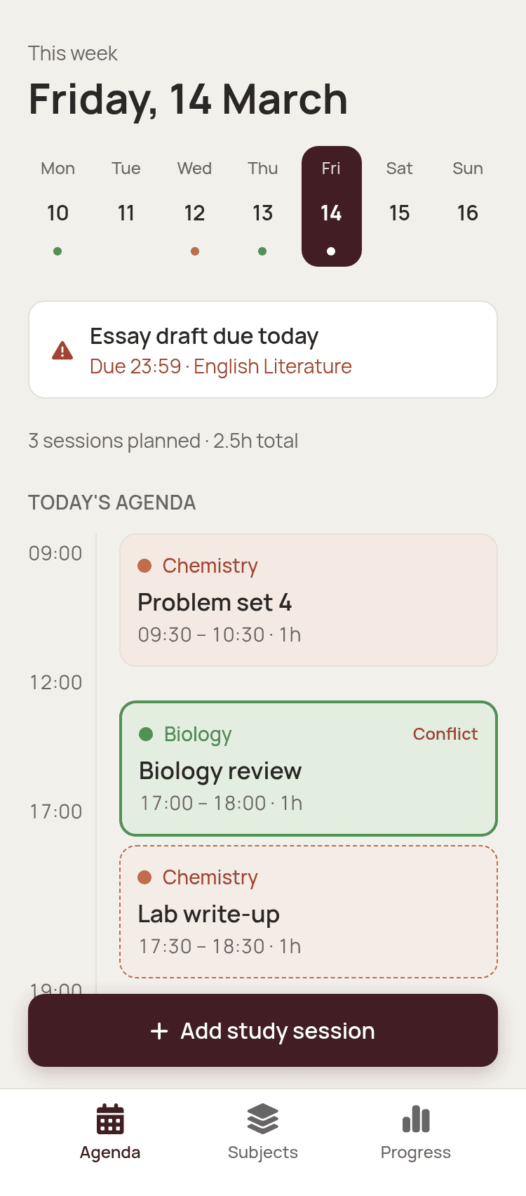 Study Planner Calendar Template