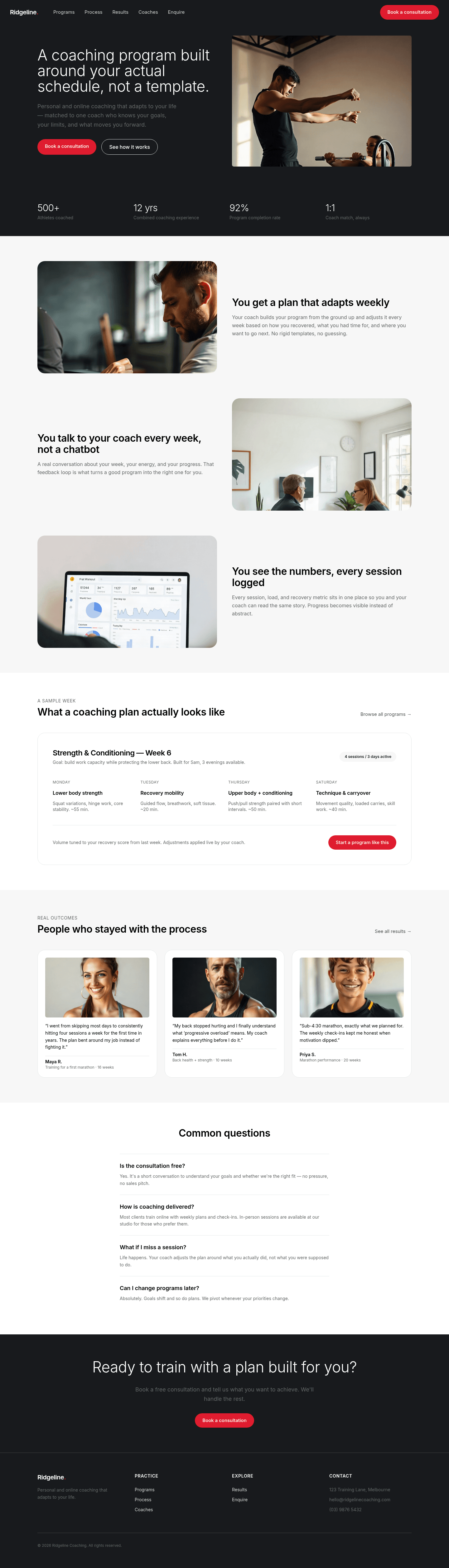 Free Fitness Coach Website