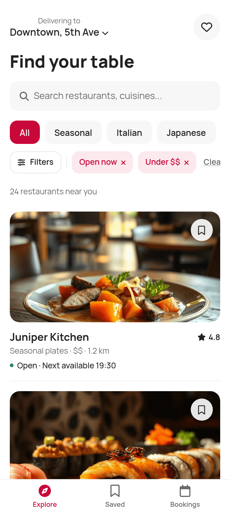 Restaurant Listing UI Template