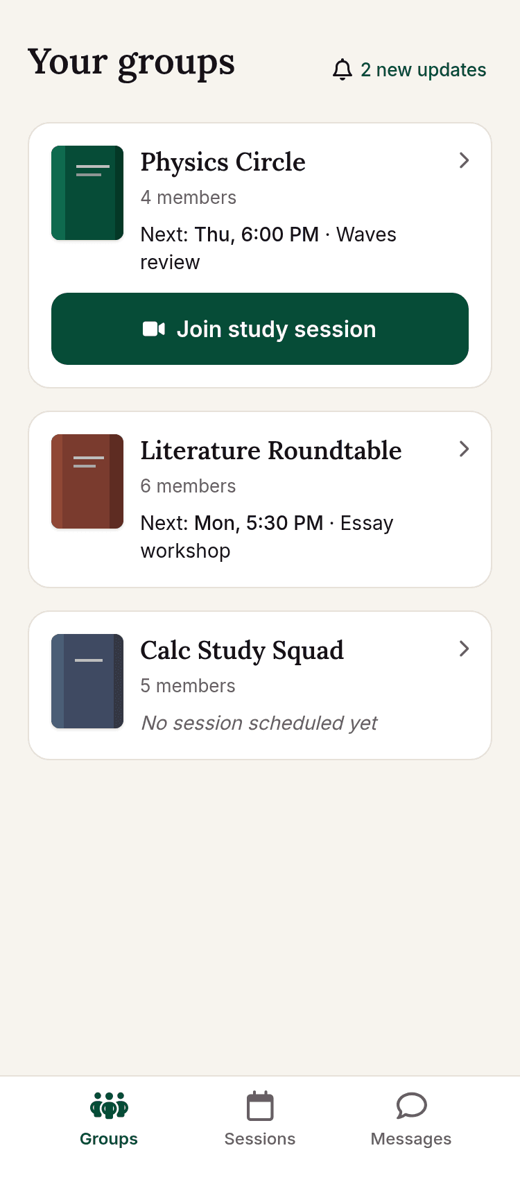 Shared Study Group Dashboard Template