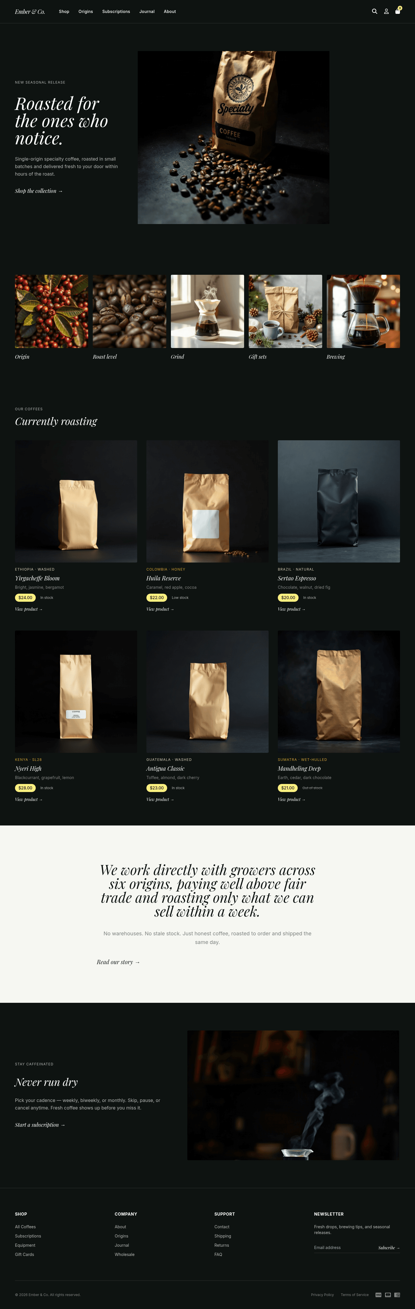 Subscription Coffee Ecommerce Website
