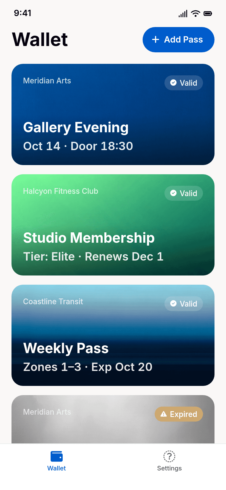 Passes and Cards Wallet Template