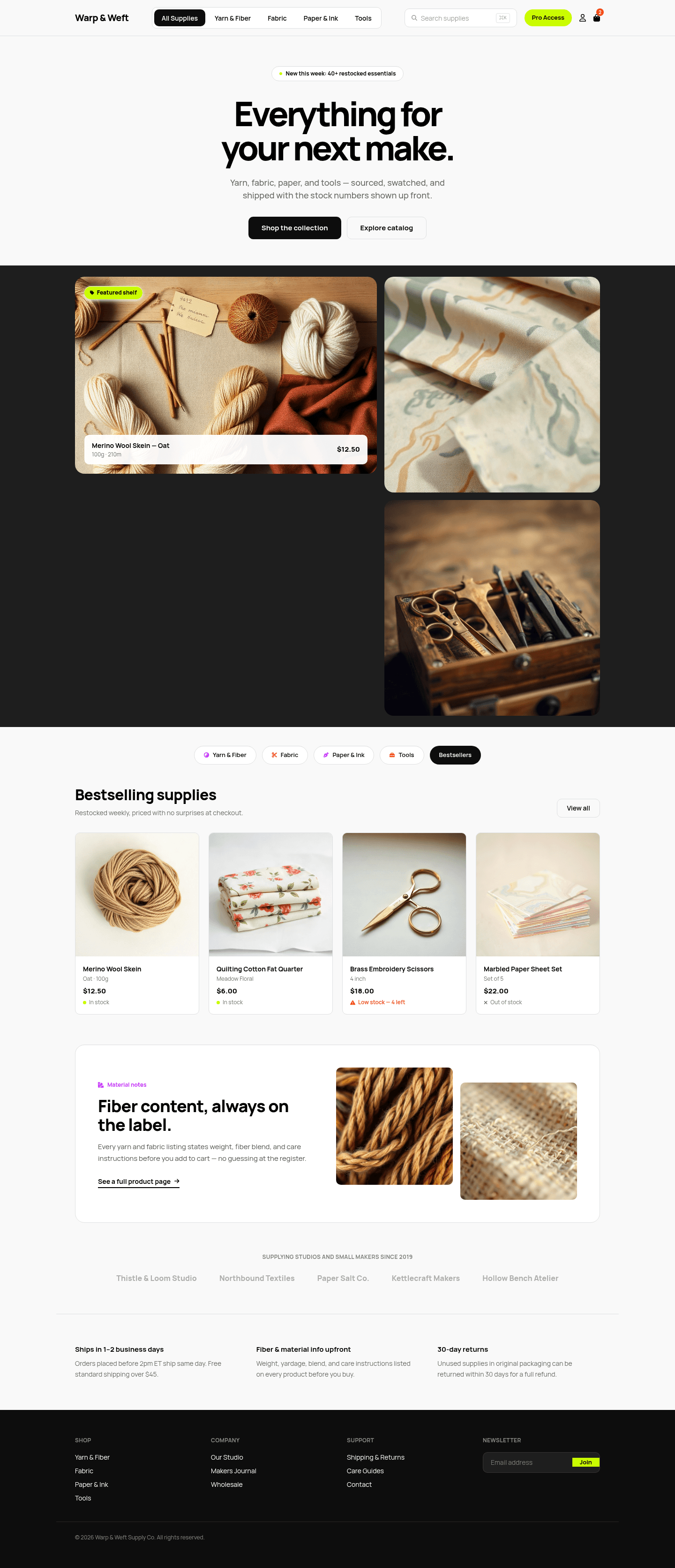 Craft Supplies Ecommerce Website