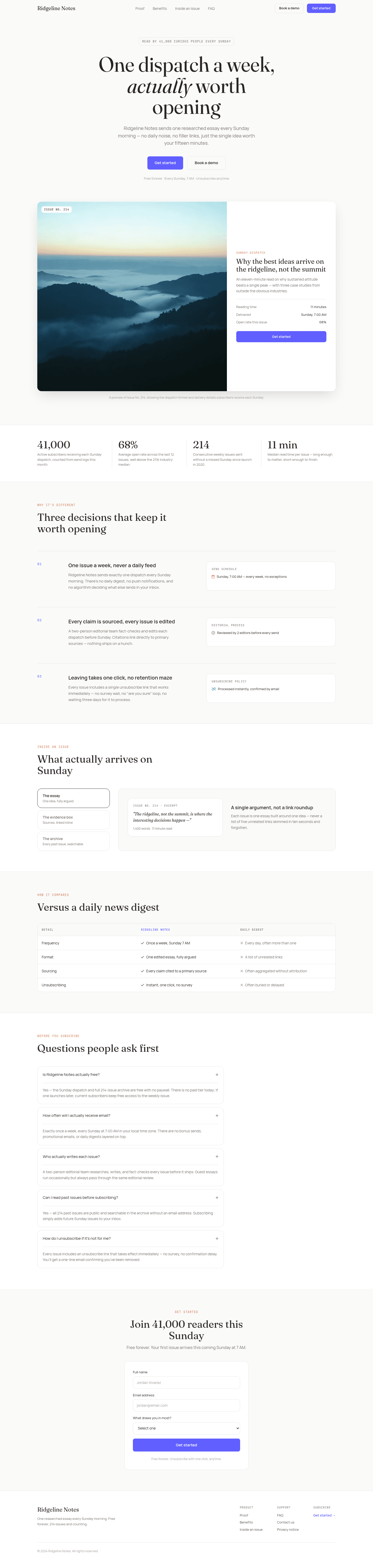 Newsletter Signup Landing Page