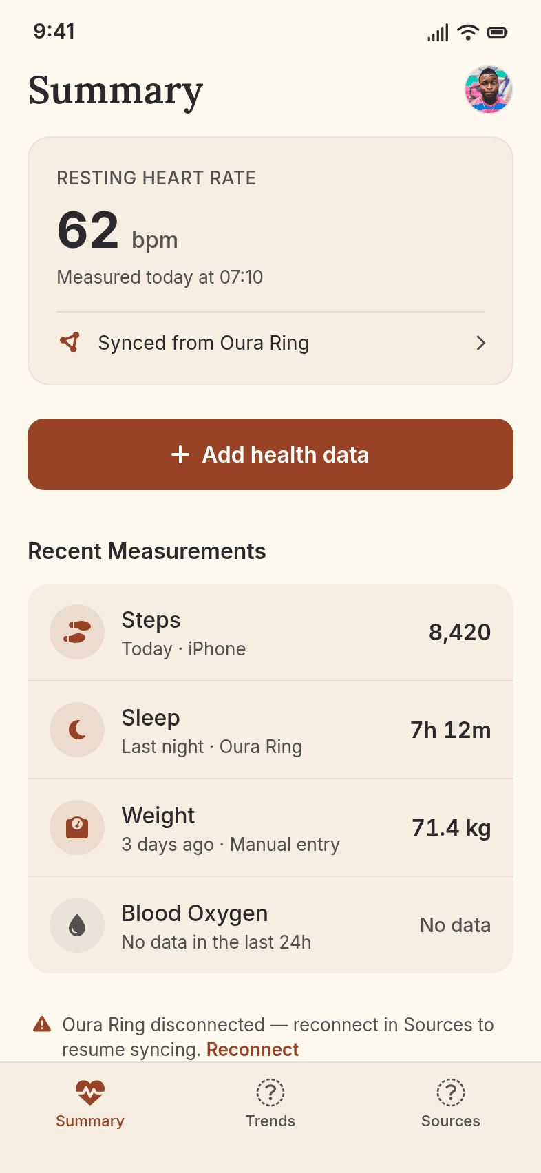Health Data Mobile Template