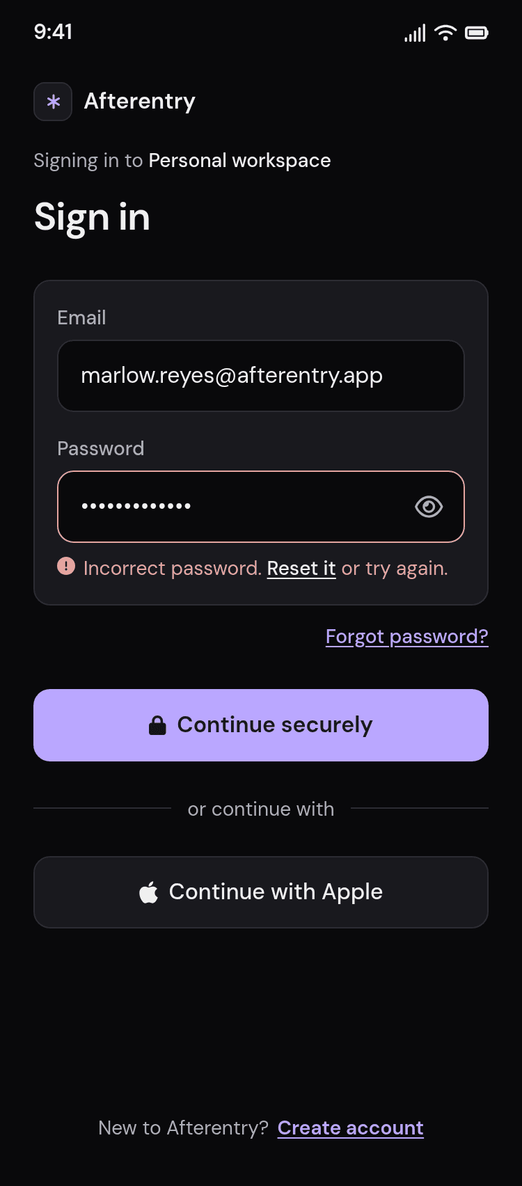 Dark Mode Login and Signup App Template