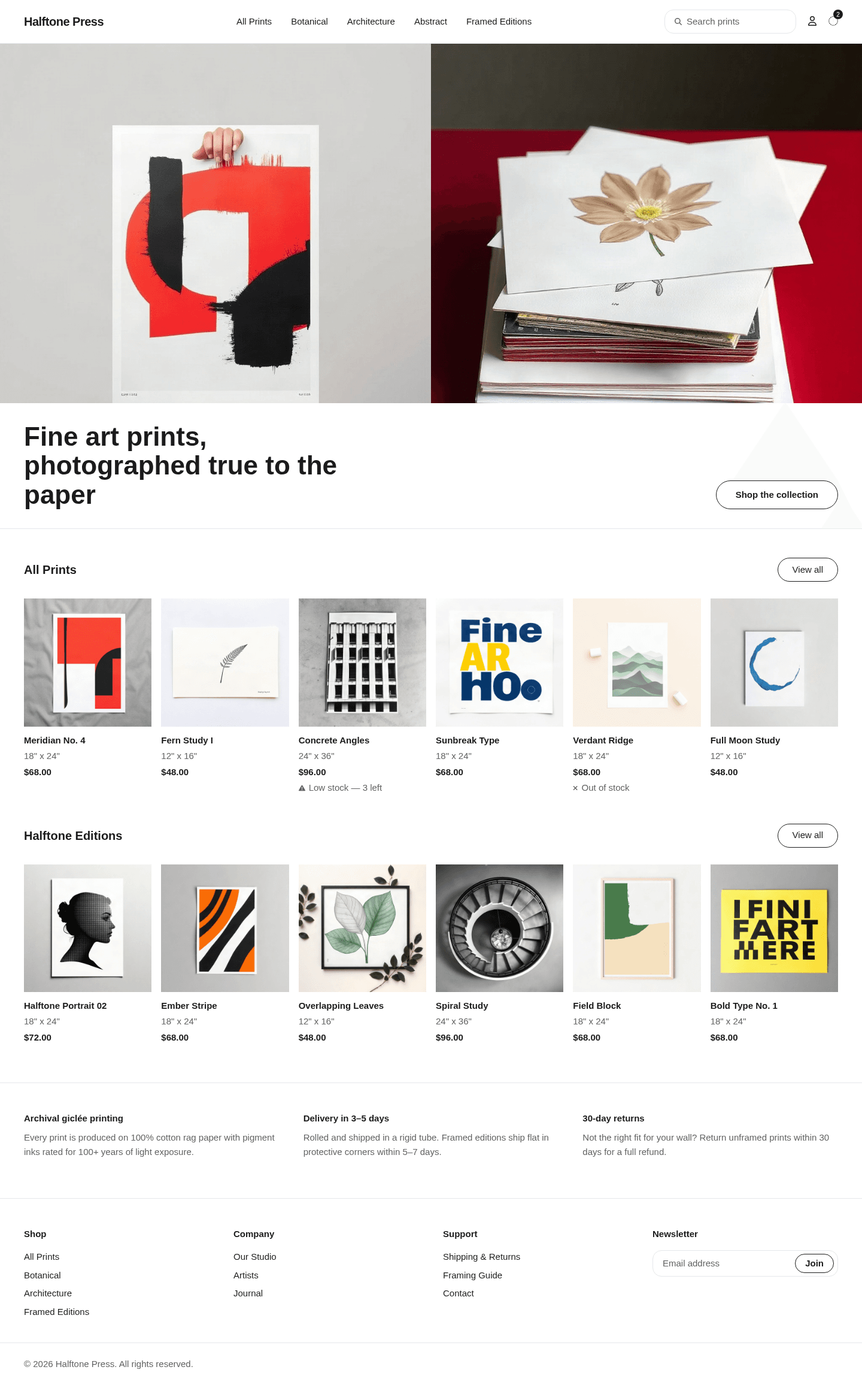 Art Prints Ecommerce Website