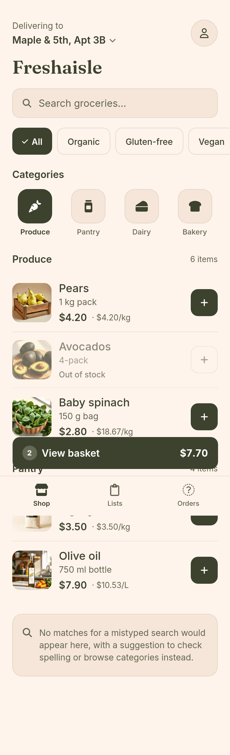 Grocery Shopping App Template